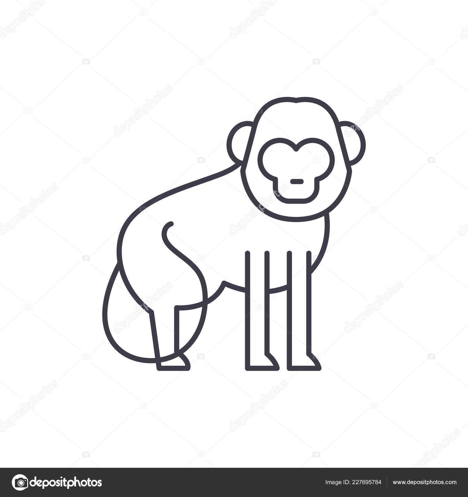 Ícone Engraçado Do Preto Do Macaco, Sinal Do Vetor Do Conceito No