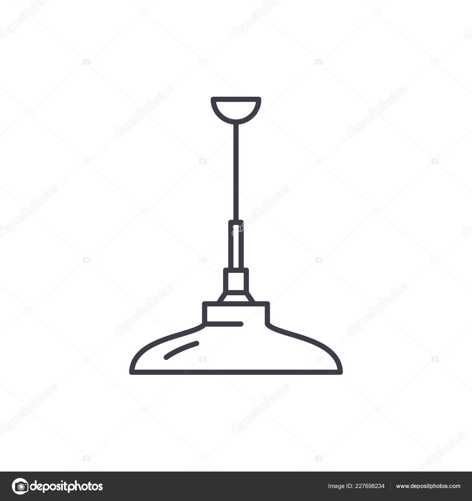 Ceiling Lamp Line Icon Concept Vector Linear