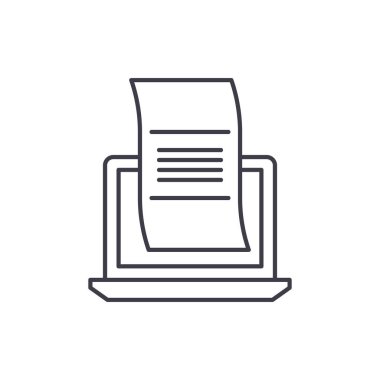 Muhasebe raporları satırı simgesi kavramı. Muhasebe raporları vektör lineer illüstrasyon, sembol, işareti