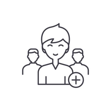 Yeni Kullanıcı satır simgesi kavramı ekleyin. Yeni Kullanıcı vektör lineer illüstrasyon, sembol, işareti ekle