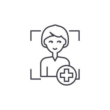 Kullanıcı satır simgesi kavramı ekleyin. Kullanıcı vektör lineer illüstrasyon, sembol, işareti ekle