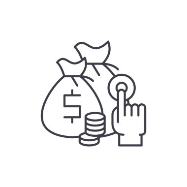 Satış satırı simgesi kavramı bağlı. Bağlı kuruluş satış vektör lineer illüstrasyon, sembol, işareti