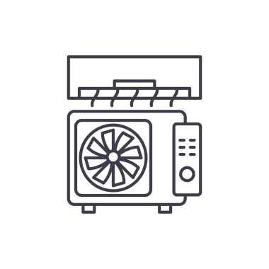 Klima satırı simgesi kavramı. Klima vektör lineer illüstrasyon, sembol, işareti