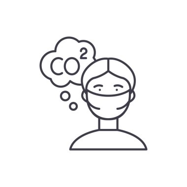 Hava kirliliği satırı simgesi kavramı. Hava kirliliği vektör lineer illüstrasyon, sembol, işareti