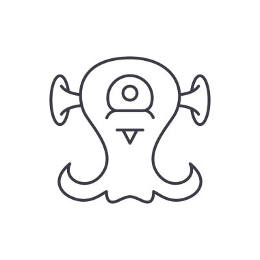 Uzaylı yaratık satırı simgesi kavramı. Uzaylı yaratık vektör lineer illüstrasyon, sembol, işareti