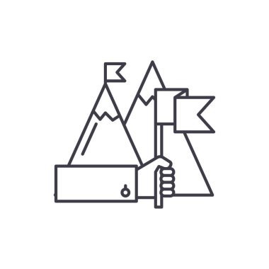 İddialı hedefler satırı simgesi kavramı. İddialı hedefler vektör lineer illüstrasyon, sembol, işareti