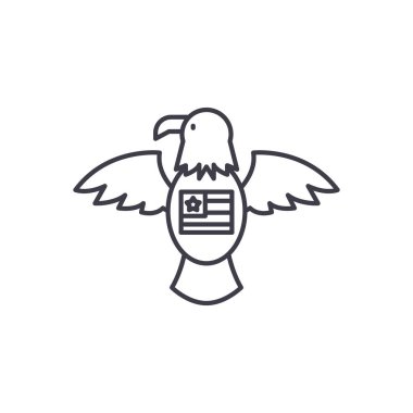 American eagle satırı simgesi kavramı. American eagle vektör lineer illüstrasyon, sembol, işareti