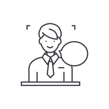 Soru satırı simgesi kavramı Doğum yanıtlar. Sorular cevaplar vektör lineer illüstrasyon, sembol, işareti