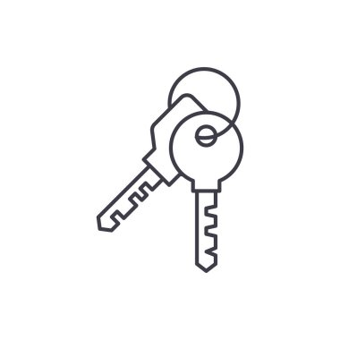 Daire anahtar satırı simgesi kavramı. Daire anahtarları vektör lineer illüstrasyon, sembol, işareti