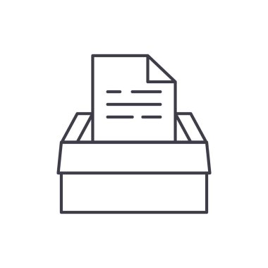 Arşiv belgeleri satırı simgesi kavramının. Arşiv belgeleri vektör lineer illüstrasyon, sembol, işareti