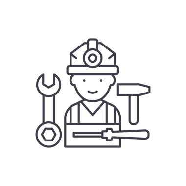 Derleme iş hattı simgesi kavramı. Derleme iş vektör lineer illüstrasyon, sembol, işareti