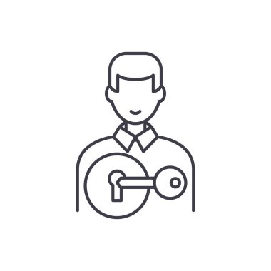 Çeken müşteriler simgesi kavramı satır. Çeken müşteriler vektör lineer illüstrasyon, sembol, işareti