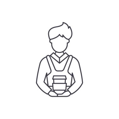 Barista satırı simgesi kavramı. Barista vektör lineer illüstrasyon, sembol, işareti