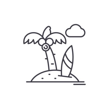 Beach tatil satırı simgesi kavramı. Plaj tatil vektör lineer illüstrasyon, sembol, işareti