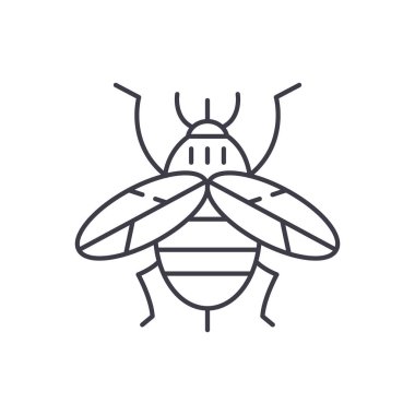 Arı çizgi simgesini kavramı. Arı vektör lineer illüstrasyon, sembol, işareti