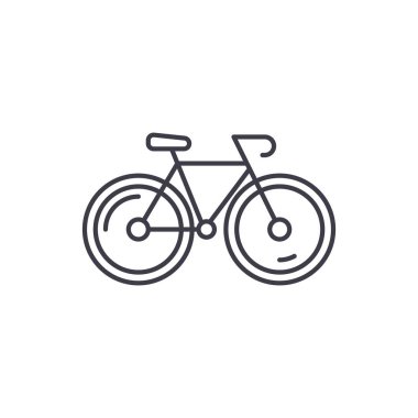 Bisiklet çizgi simgesini kavramı. Bisiklet vektör lineer illüstrasyon, sembol, işareti