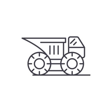 Büyük inşaat makine satırı simgesi kavramı. Büyük inşaat makine vektör lineer illüstrasyon, sembol, işareti