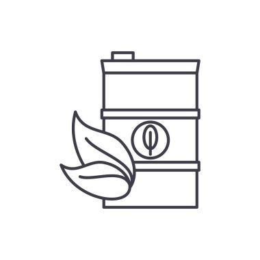 Biyo yakıt hattı simgesi kavramı. Biyo yakıt vektör lineer illüstrasyon, sembol, işareti