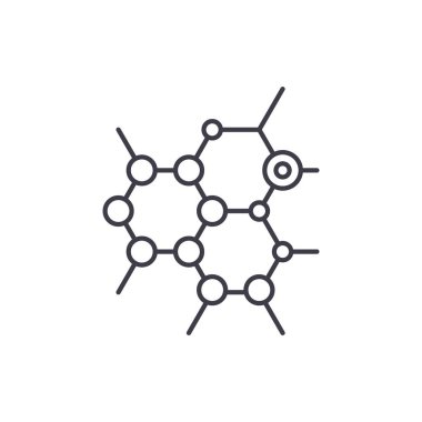 Biyokimya satırı simgesi kavramı. Biyokimya vektör lineer illüstrasyon, sembol, işareti