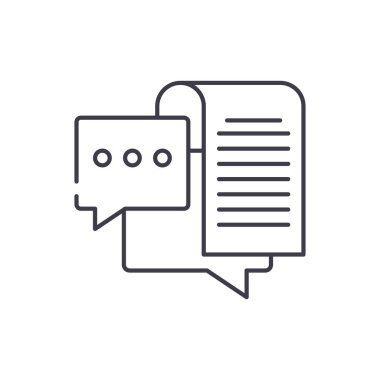 Blog satırı simgesi kavramı. Blog vektör lineer illüstrasyon, sembol, işareti