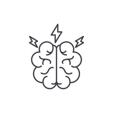 Beyin fırtınası satırı simgesi kavramı. Beyin fırtınası doğrusal vektör çizim, sembol, işareti