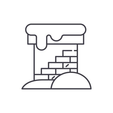 Tuğla baca satırı simgesi kavramı. Tuğla baca vektör lineer illüstrasyon, sembol, işareti