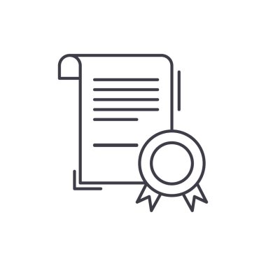 İş belgesi satırı simgesi kavramı. İş sertifika vektör lineer illüstrasyon, sembol, işareti