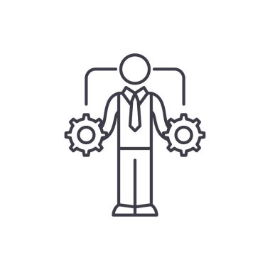 İş karar verme satırı simgesi kavramı. Vektör Lineer illüstrasyon, sembol, işareti iş karar verme