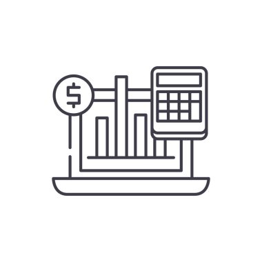 İş göstergeleri satırı simgesi kavramı. İş göstergeleri vektör lineer illüstrasyon, sembol, işareti