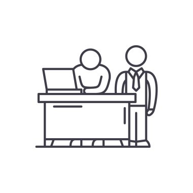 İş akıl hocası satırı simgesi kavramı. İş akıl hocası vektör lineer illüstrasyon, sembol, işareti