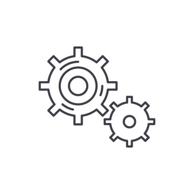 İş süreçleri satırı simgesi kavramı. İş süreçlerini vektör lineer illüstrasyon, sembol, işareti