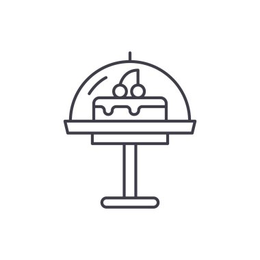 Pasta satırı simgesi kavramı. Pasta vektör lineer illüstrasyon, sembol, işareti