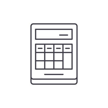 Hesaplama hesaplama satırı simgesi kavramı. Hesaplama hesaplama vektör lineer illüstrasyon, sembol, işareti