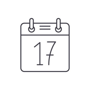 Takvim Tarih satırı simgesi kavramı. Takvim tarihi vektör lineer illüstrasyon, sembol, işareti