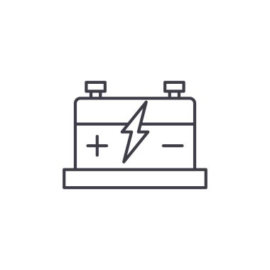 Araba pil çizgi simgesini kavramı. Araba pil vektör lineer illüstrasyon, sembol, işareti