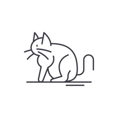Kedi çizgi simgesini kavramı. Kedi vektör lineer illüstrasyon, sembol, işareti