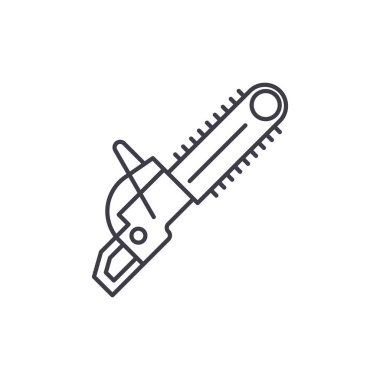 Testere satırı simgesi kavramı. Testere vektör lineer illüstrasyon, sembol, işareti