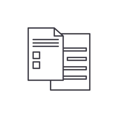 Yaprak satır simgesi kavramı denetleyin. Yaprak vektör lineer illüstrasyon, sembol, işareti kontrol edin