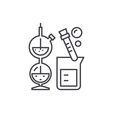 Satırı simgesi kavramı kimya. Kimya vektör lineer illüstrasyon, sembol, işareti