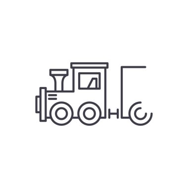 Çocuk lokomotif satırı simgesi kavramı. Çocuk lokomotif vektör lineer illüstrasyon, sembol, işareti