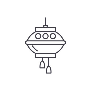 Çin lambalar satırı simgesi kavramı. Çin lambalar vektör lineer illüstrasyon, sembol, işareti