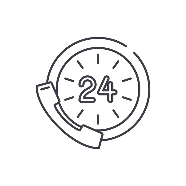 24 órás kommunikációs vonal ikon koncepció. 24 órás kommunikációs vektoros illusztráció lineáris, szimbólum, jel — Stock Vector