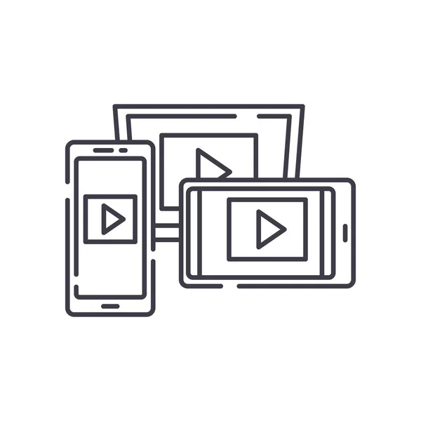 Adaptive Video Design Line Icon-Konzept. Adaptive Video Design Vektor lineare Illustration, Symbol, Zeichen — Stockvektor