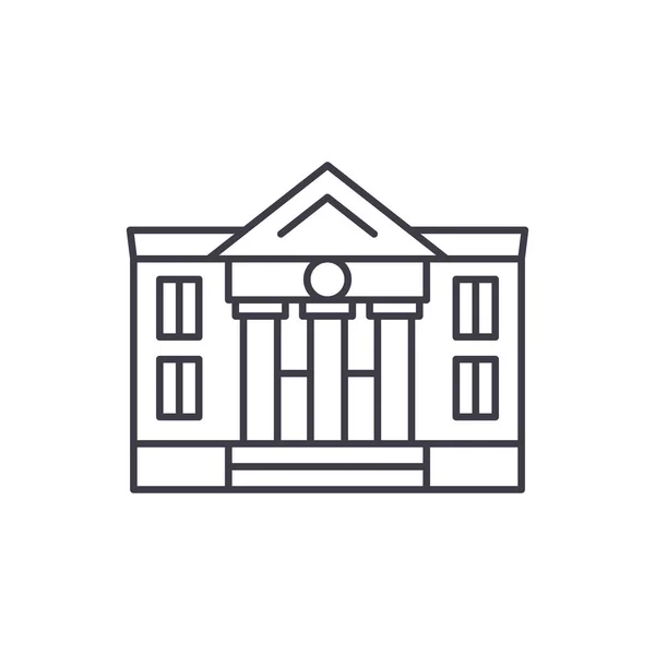 Concept d'icône de ligne de bâtiment administratif. Bâtiment administratif vectoriel illustration linéaire, symbole, signe — Image vectorielle