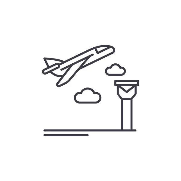 Konsep ikon bandara. Gambar linier vektor bandara, simbol, tanda tangan - Stok Vektor