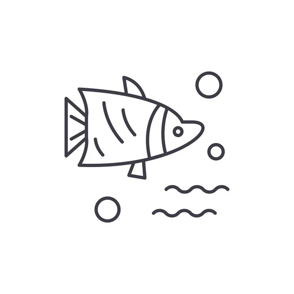 Aquarium Fisch Linie Symbol-Konzept. Aquarium Fisch Vektor lineare Illustration, Symbol, Zeichen — Stockvektor