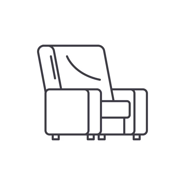 Иконка кресла. Векторная линейная иллюстрация кресла, символ, знак — стоковый вектор