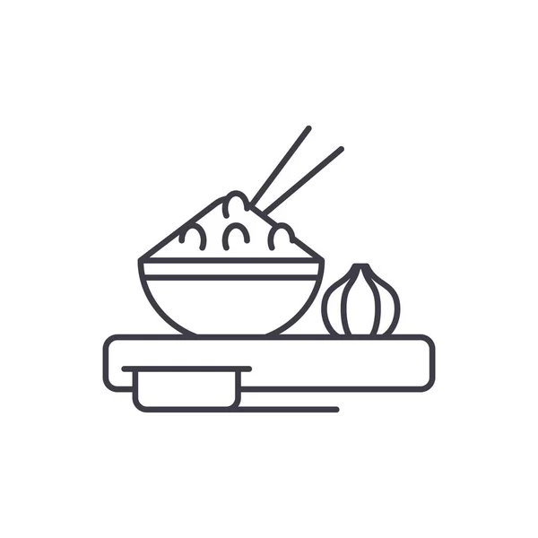 Kuchnia Azjatycka linii ikona koncepcja. Kuchnia Azjatycka wektor ilustracja liniowa, symbol, znak — Wektor stockowy