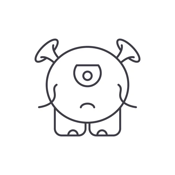 Bebis monster linje ikon konceptet. Bebis monster linjär vektorillustration, symbol, underteckna — Stock vektor
