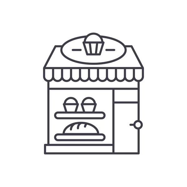 Concepto de icono de línea de panadería. Panificación vector lineal ilustración, símbolo, signo — Vector de stock
